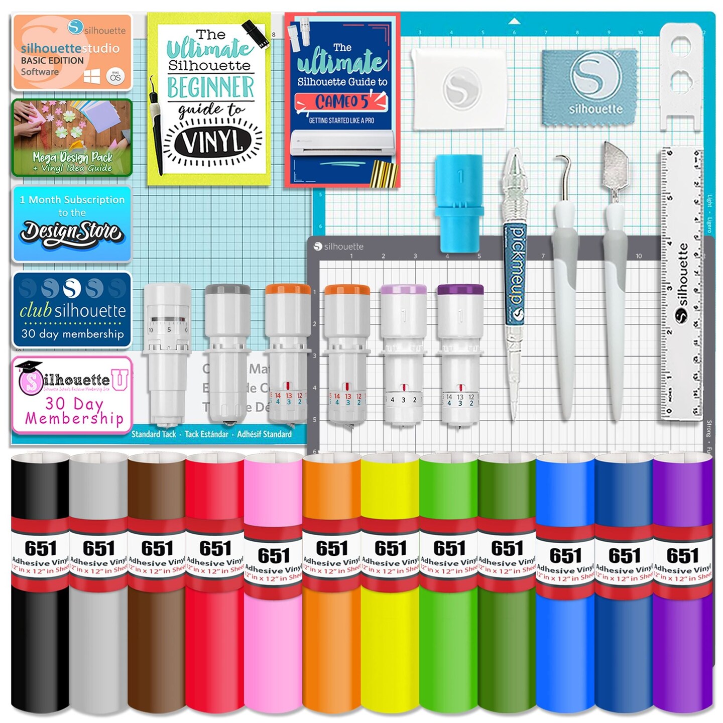 Silhouette White Cameo 5&#x3B1; Alpha w/ Deluxe Blade &#x26; Tool Pack, Mat Pack, Guides