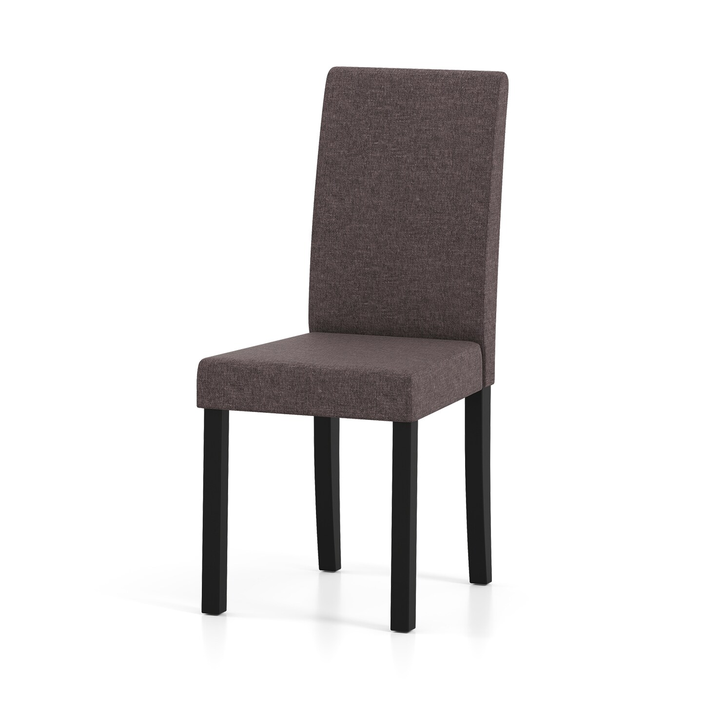 Modern Set of 2 Faux Linen Upholstery Dining Chairs with Rubber Wood Frame and Ergonomic Seat