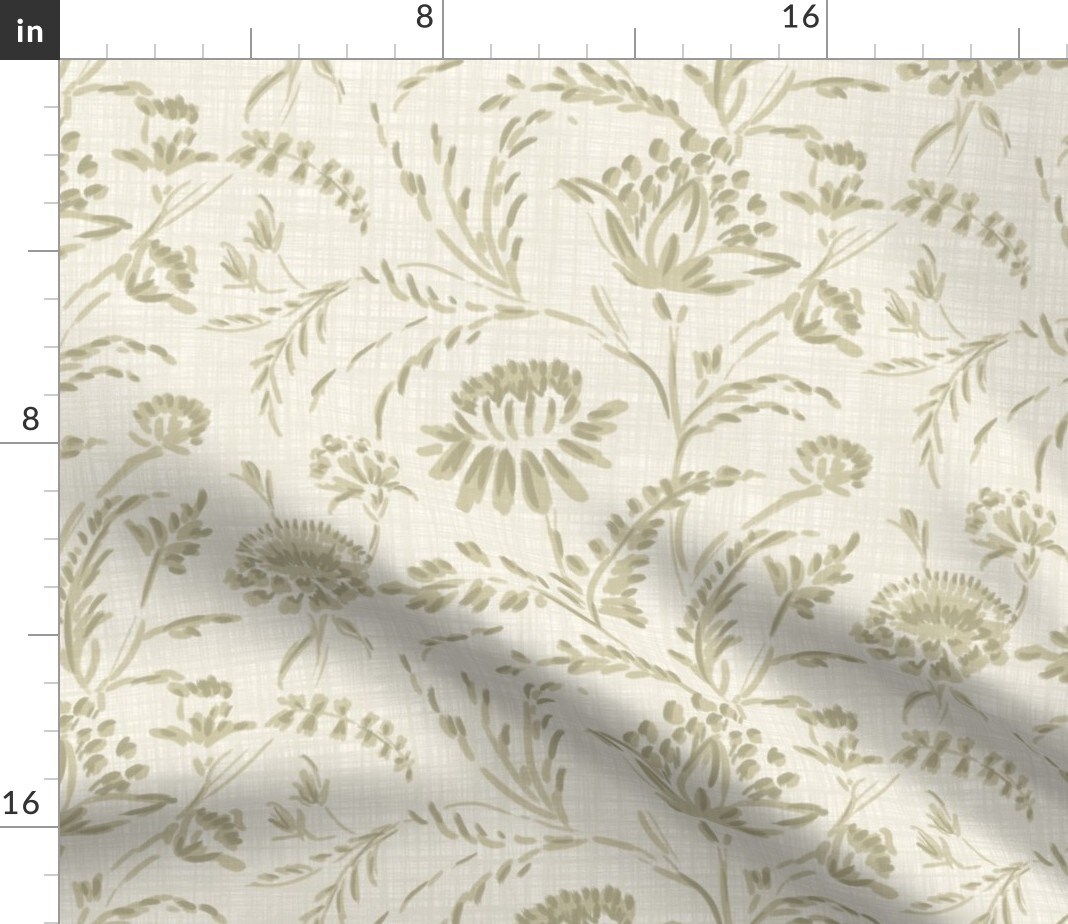 Floral Botanical Leaes Farmhouse Cottage Custom Printed Fabric by Spoonflower Various Fabrics by the Yard or Fat Quarter