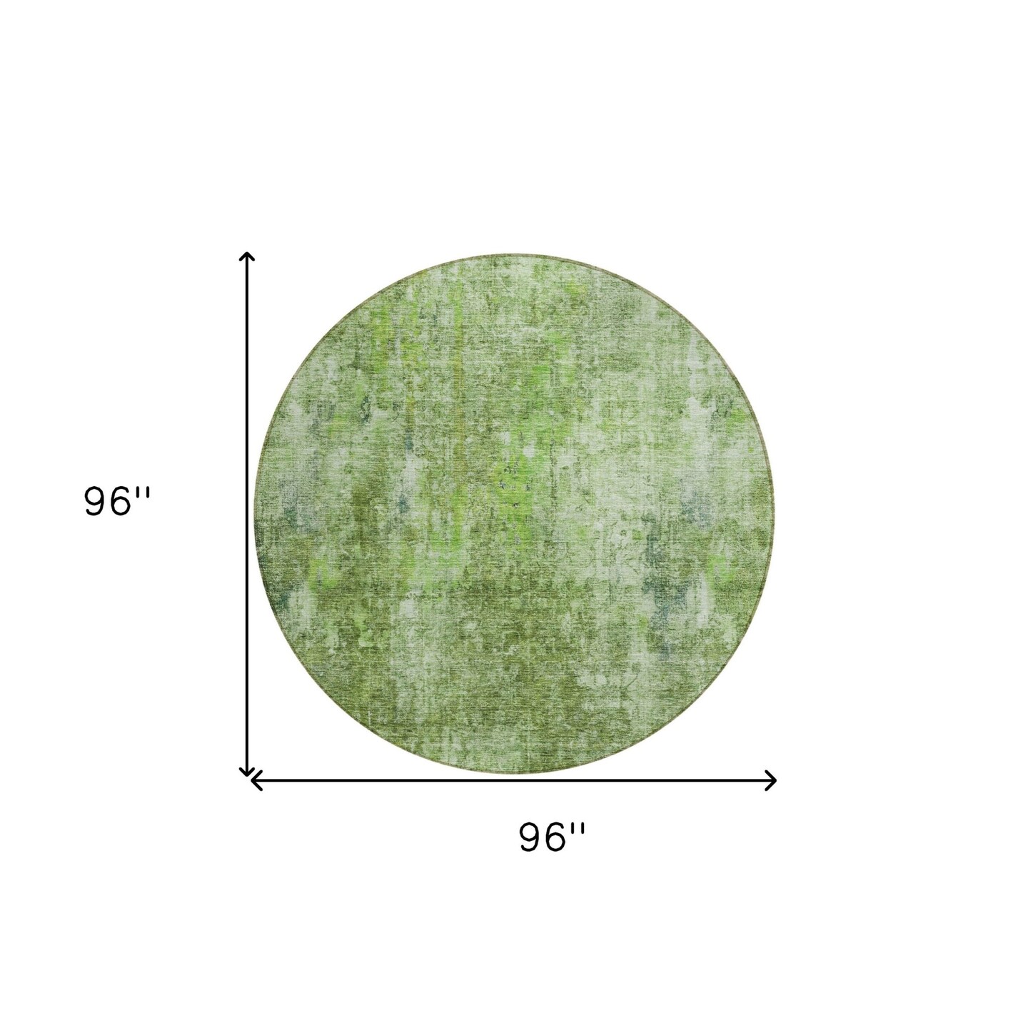 Edge Collections - 8' - Green - Abstract Round Washable Area Rug for Indoor and Outdoor Use - 1 Piece