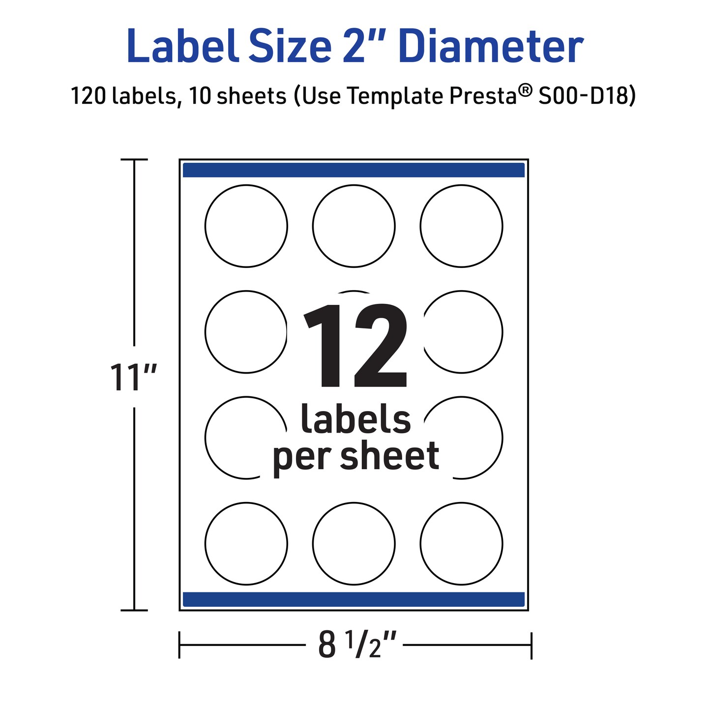 Avery Printable Round Labels with Sure Feed Technology, Multi-Lined Gold Border Design, 2&#x22; Diameter, Glossy White Permanent Labels, Laser/Inkjet, 120 Total, Great for Product Labels