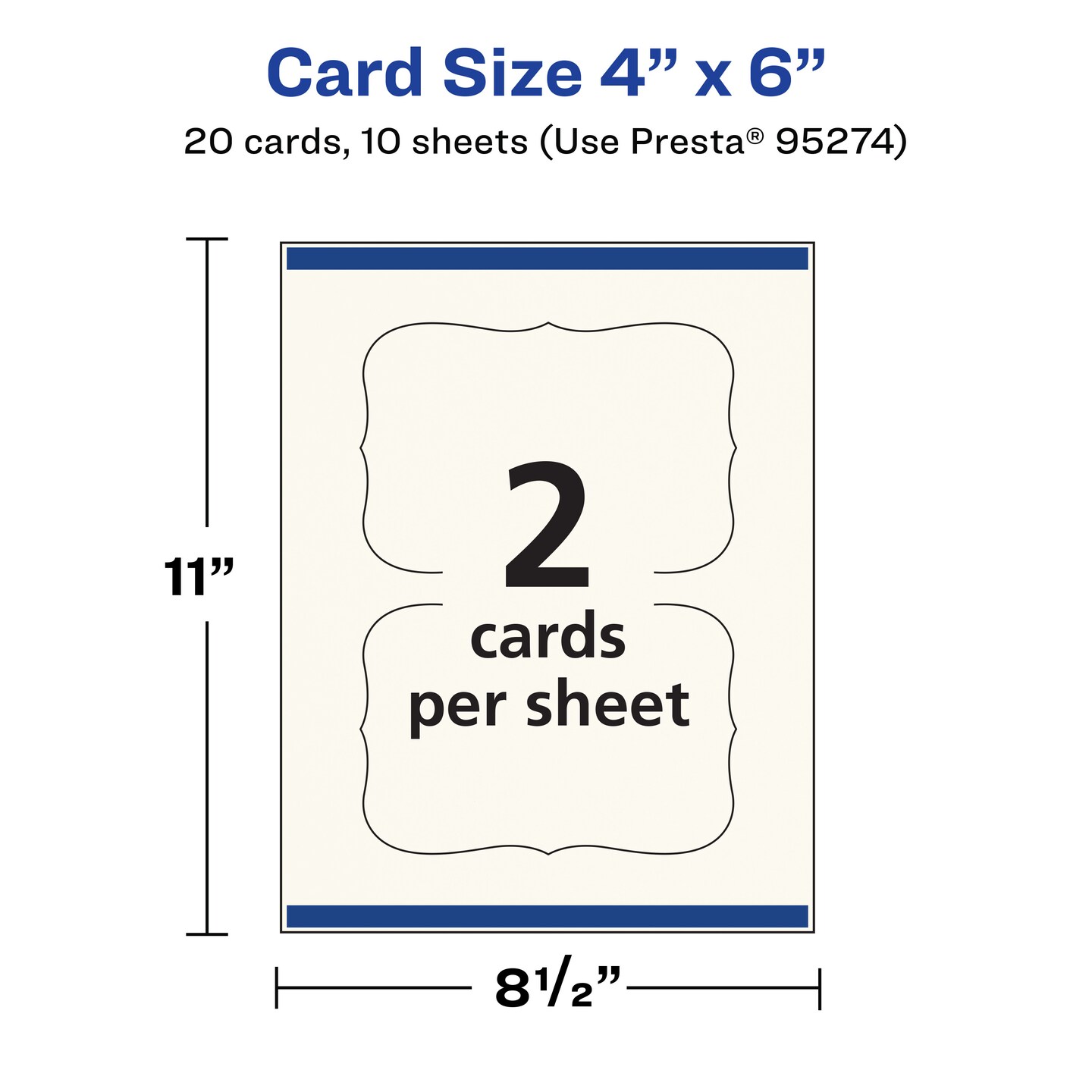 Avery 4" x 6" Rectangle Flourished Edge, Matte Ivory Postcards