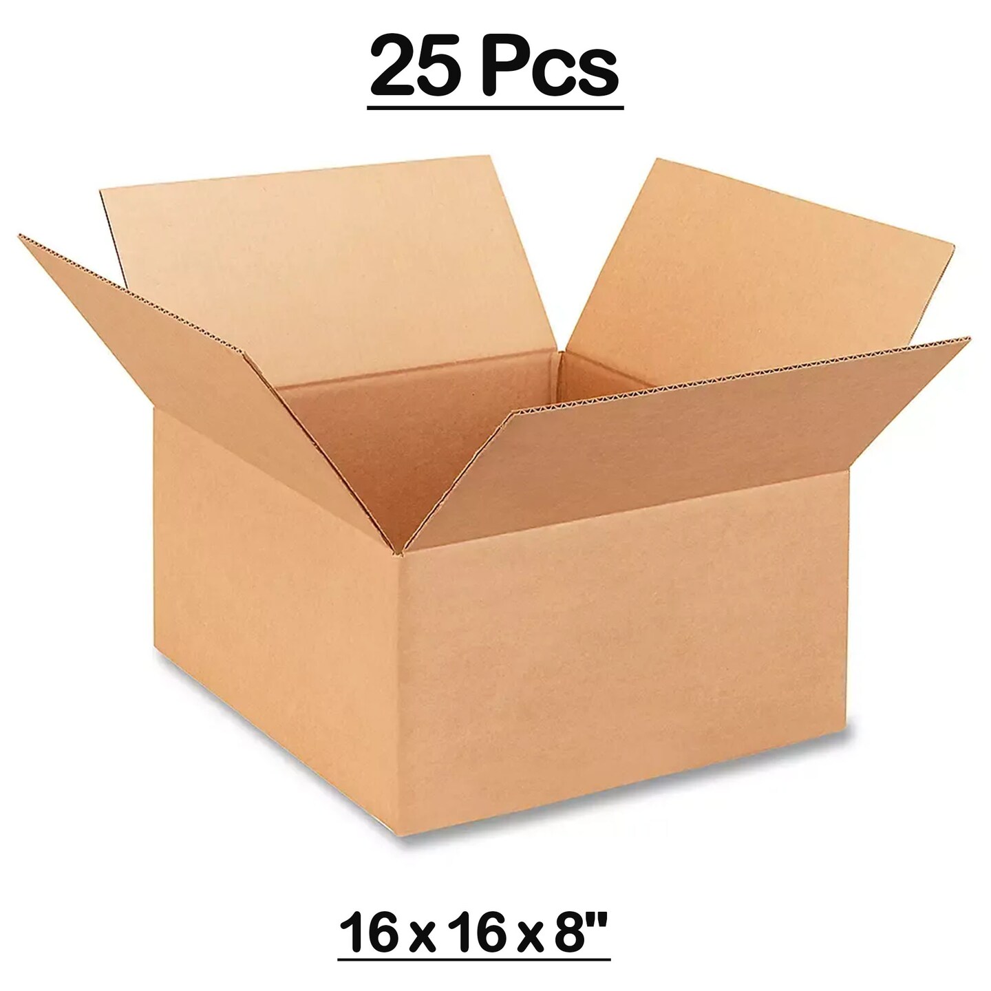 25 Pcs Corrugated Boxes, Durable Kraft, Packing and Shipping 16 x 16 x 8 Inch