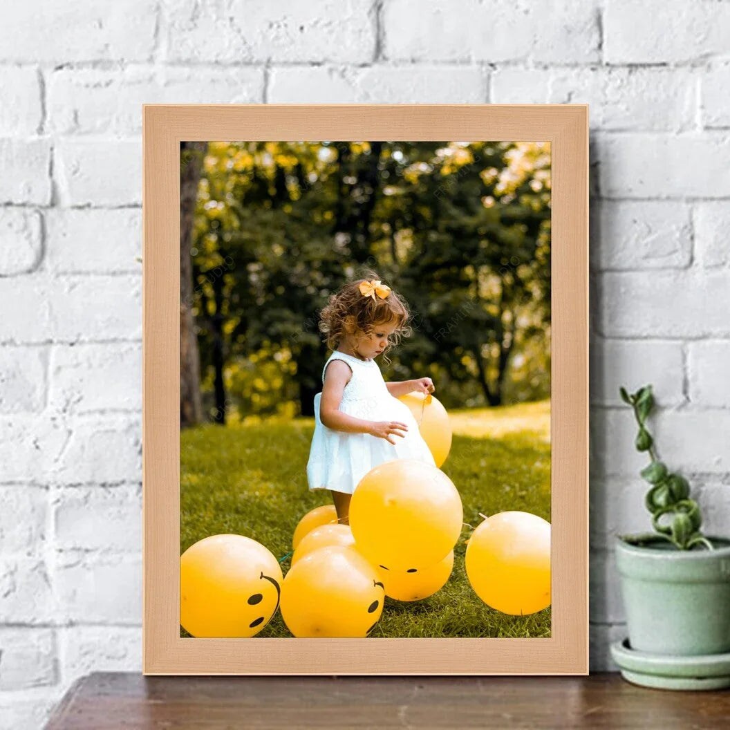 Natural 12x32 Wood Picture Frame with Real Glass - Maple Light Wood Wall Frame