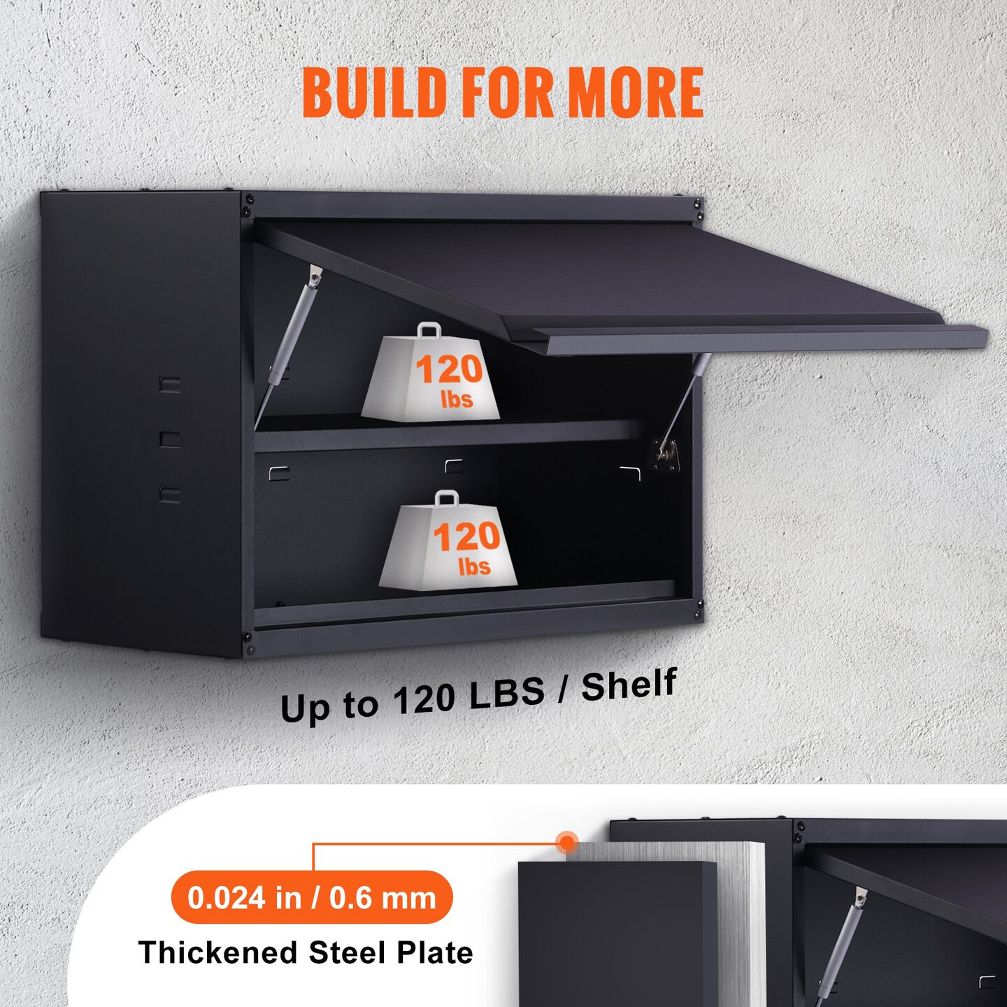 Wall-Mounted Storage Cabinet with Adjustable Shelves for Home or Garage