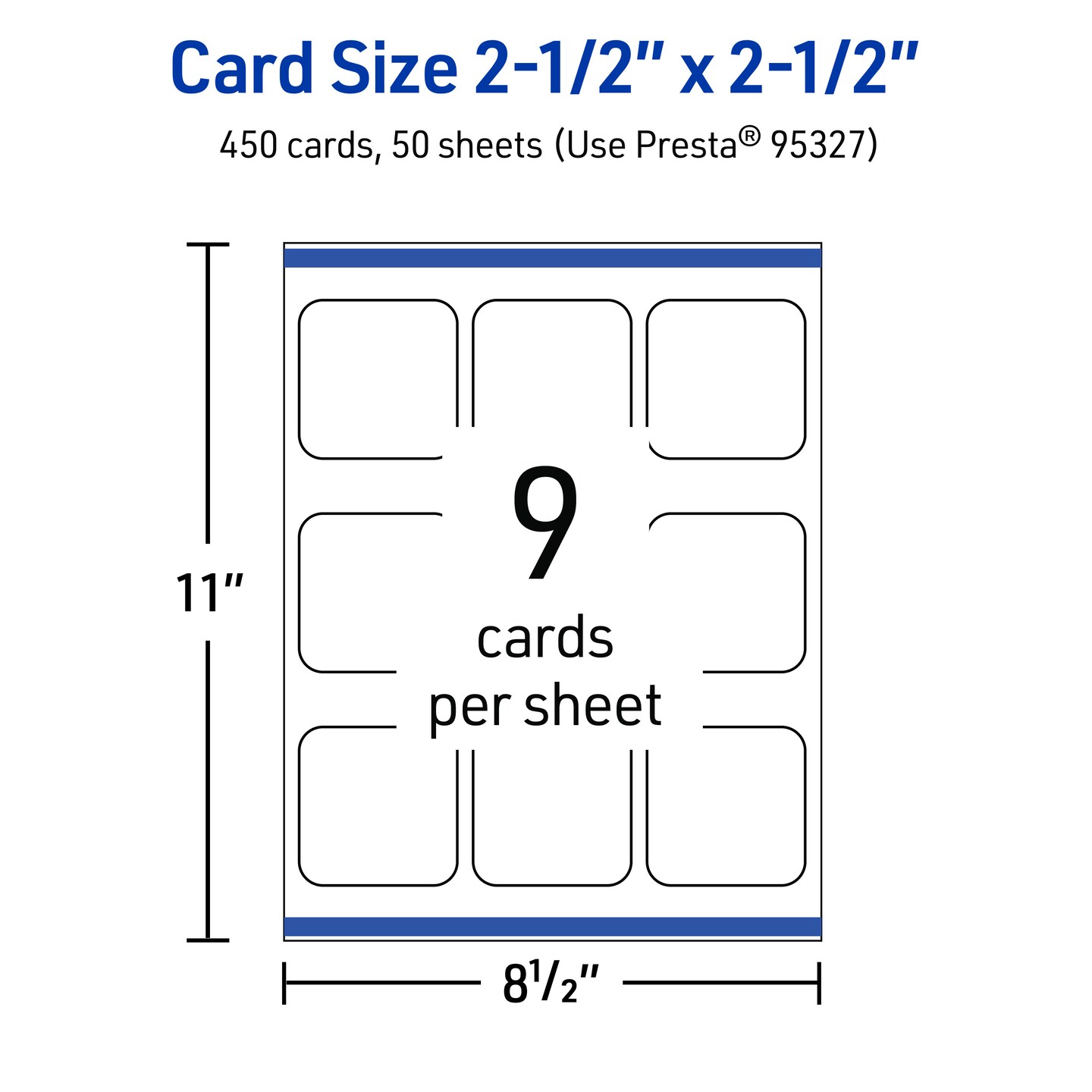 2-1/2" x 2-1/2" Square Rounded Corners, Glossy White Business Cards