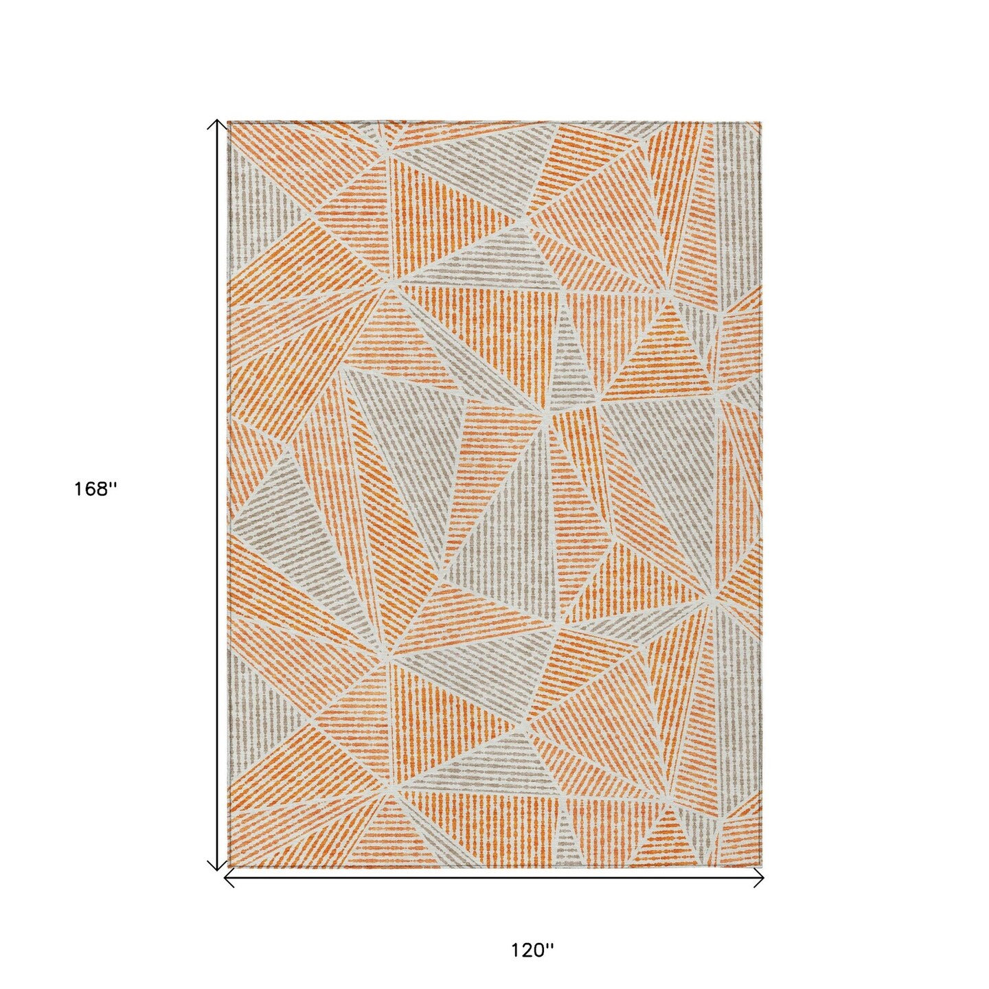 Edge Collections - 10' x 14' - Orange - Geometric Area Rug for Indoor and Outdoor Use Washable - 1 Piece