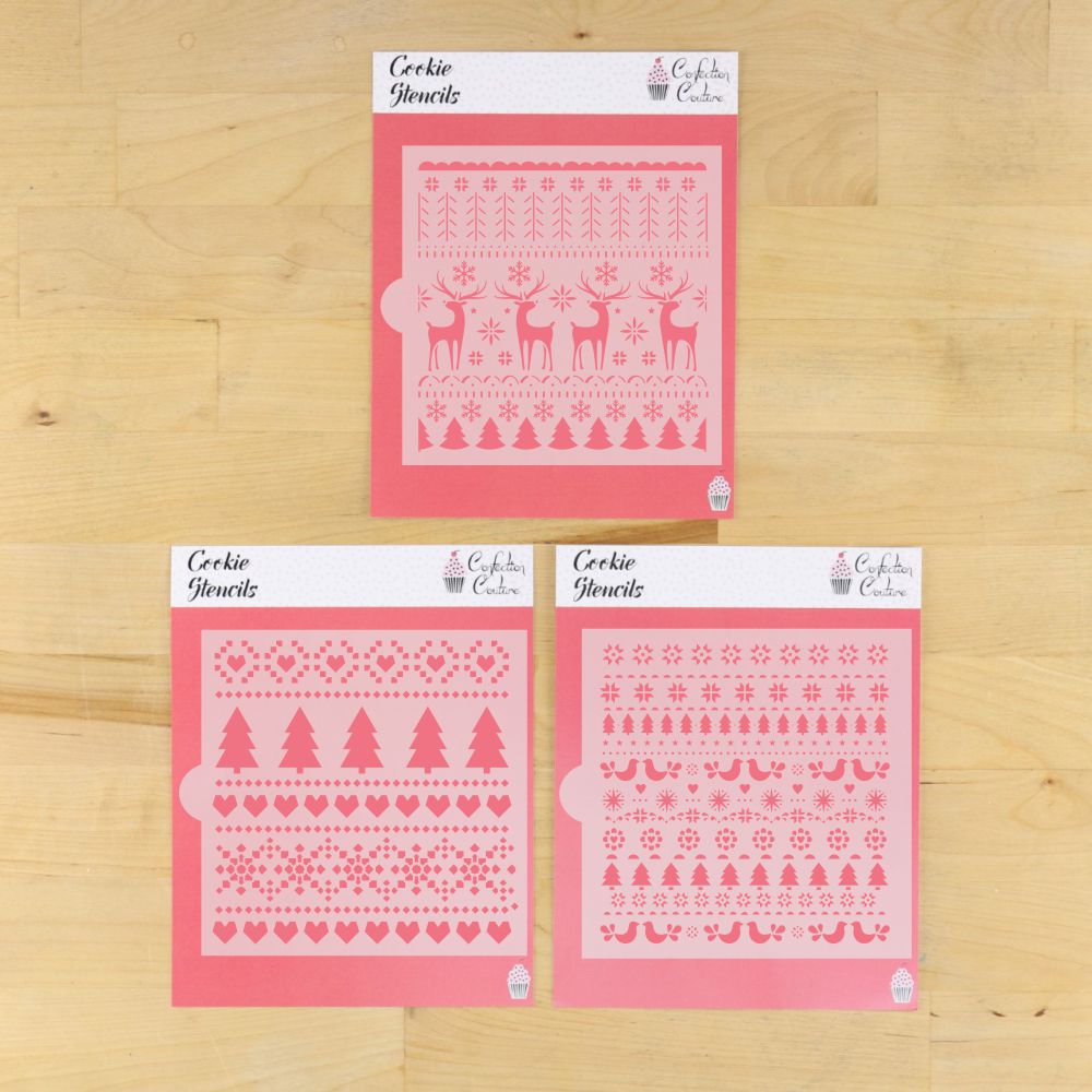 Fair Isle Backgrounds Cookie Stencil Value Bundle | Christmas Cookie | Holiday Craft | Confection Couture |