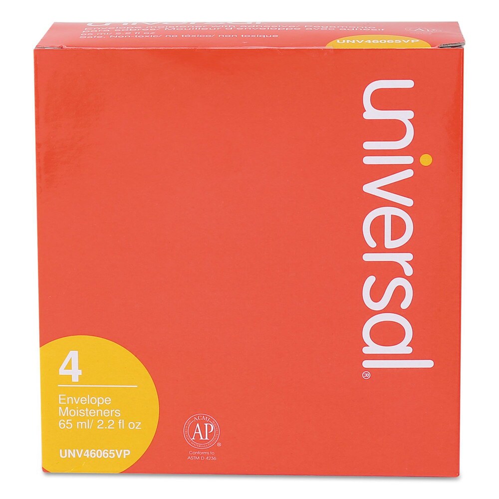 Universal 2.2 oz. Envelope Moistener with Adhesive Bottle - Clear (4/Pack)