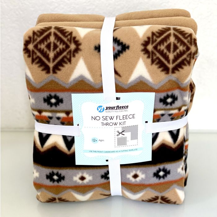 Southwest Desert Neutrals Anti-Pill No Sew Throw Fleece Fabric Kit