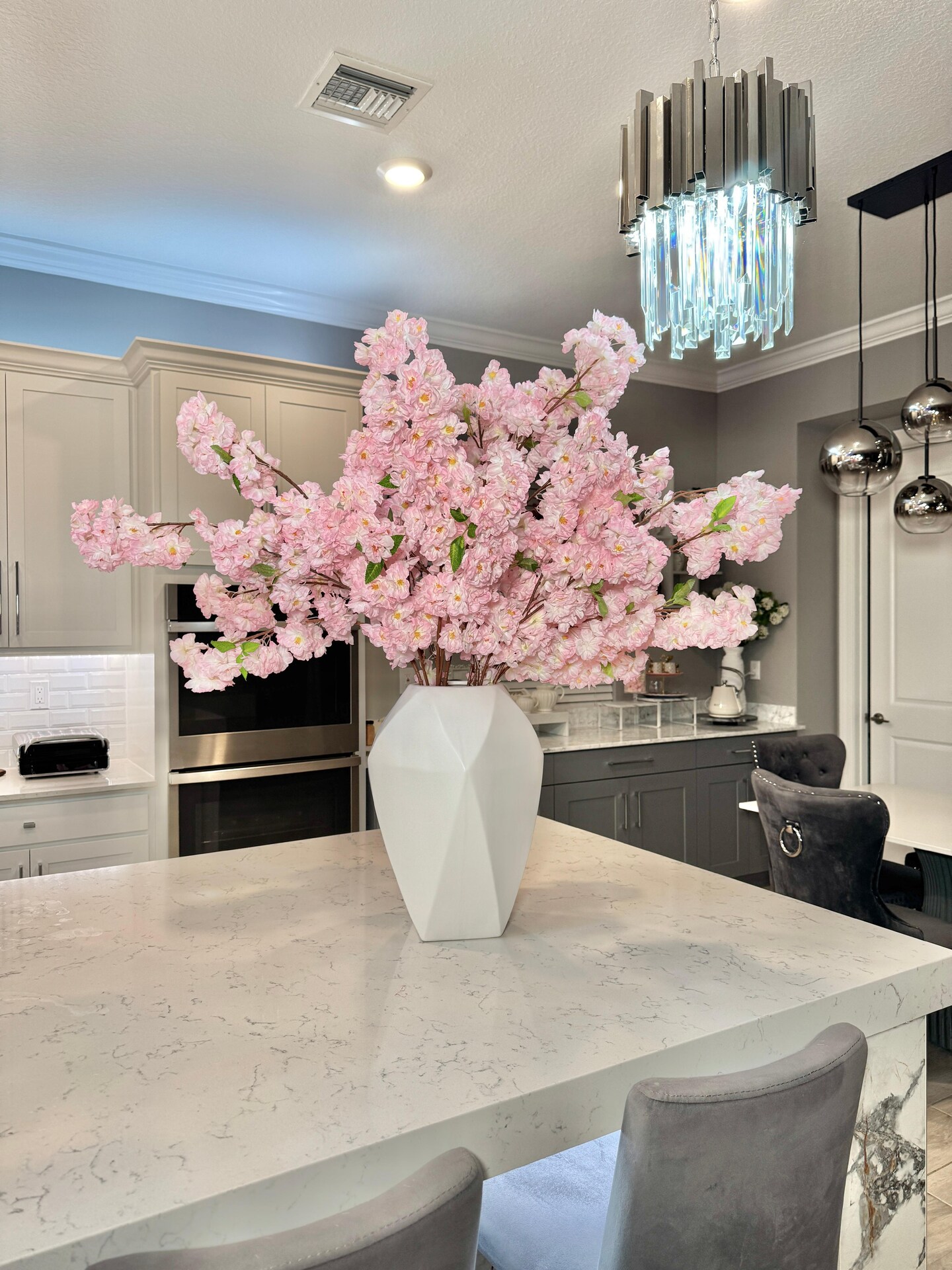 Aria Pink Silk Cherry Blossom Branches Set of 3, 42" Artificial Flower Stems