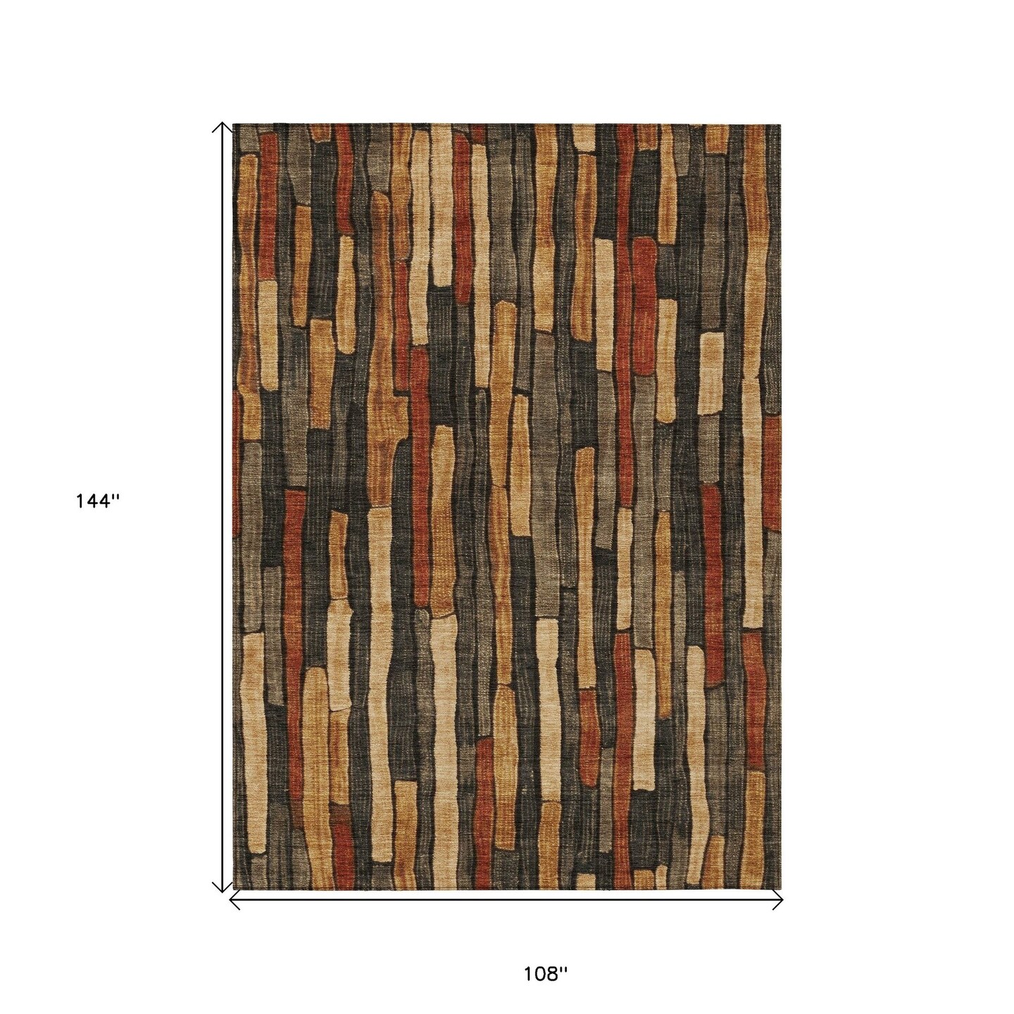 Edge Collections - 9' x 12' - Brown - Durable Washable Indoor Outdoor Striped Area Rug - 1 Piece