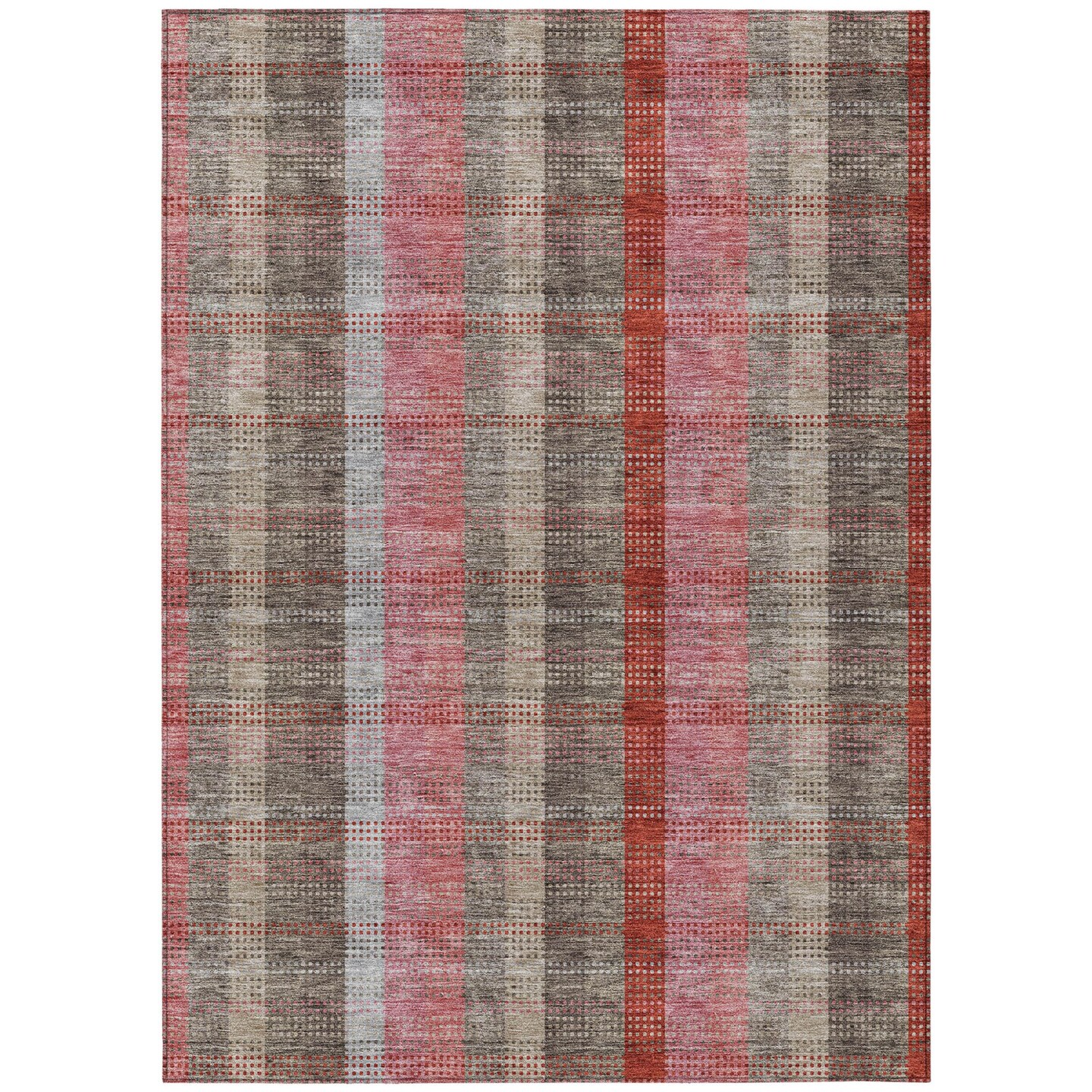 Edge Collections - 8' x 10' - Red - Durable Area Rug for Plaid Indoor and Outdoor Use - 1 Piece