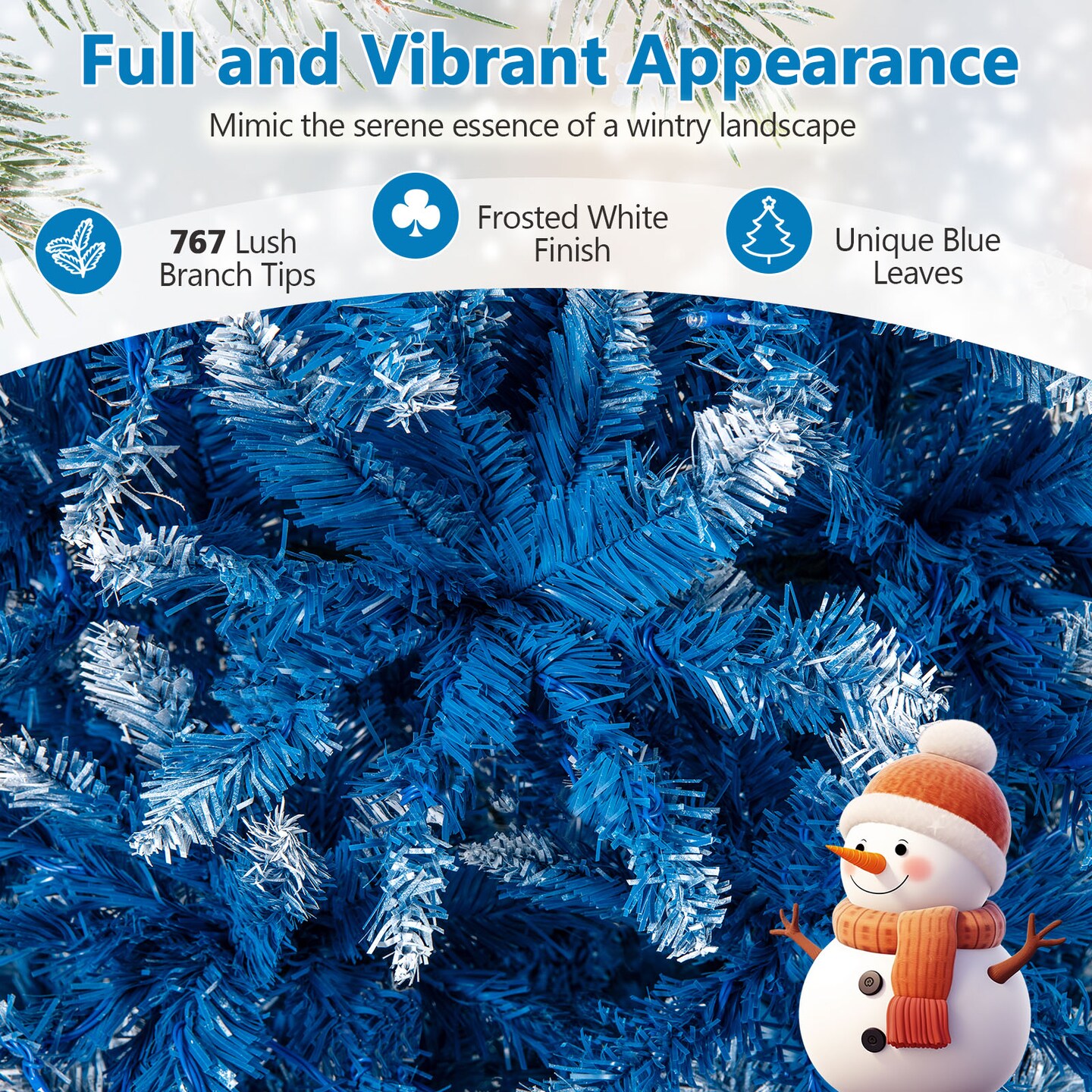 Blue PVC and Metal LED Christmas Tree with 270 Lights - Pre-Lit