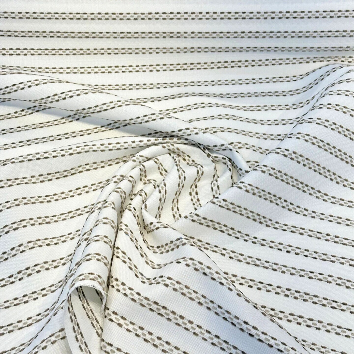 1 Yard Stitchy Stripe Linen Taupe Sunbrella Outdoor Upholstery Fabric 54 Inch Width