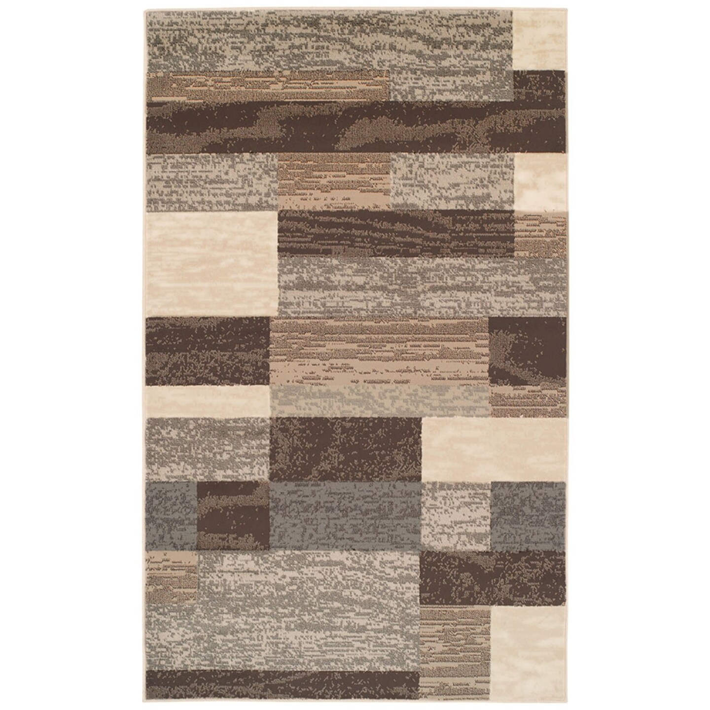 Edge Collections - 4' X 6' - Brown - Patchwork Stain Resistant Area Rug - 1 Piece