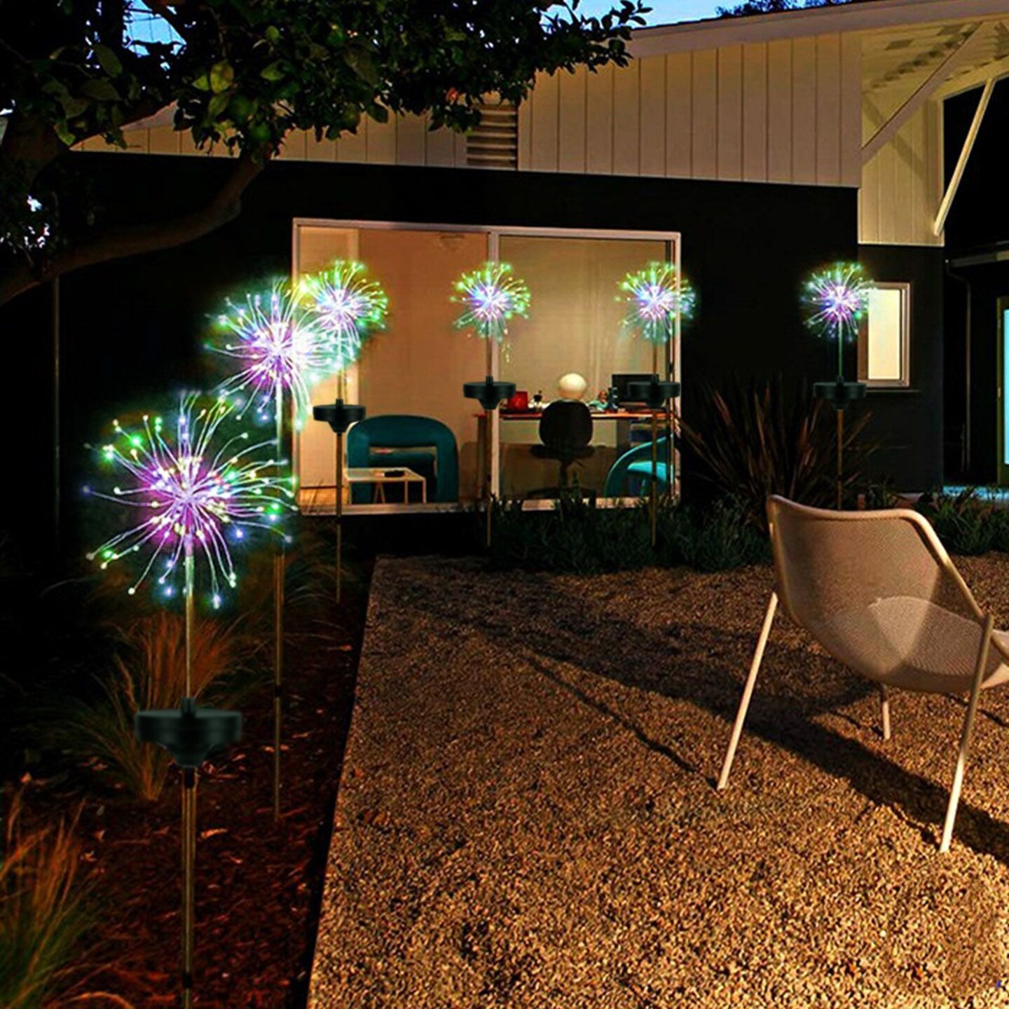 2Pcs Solar Powered Starburst Lights 240 LEDs Colorful Firework Lamp