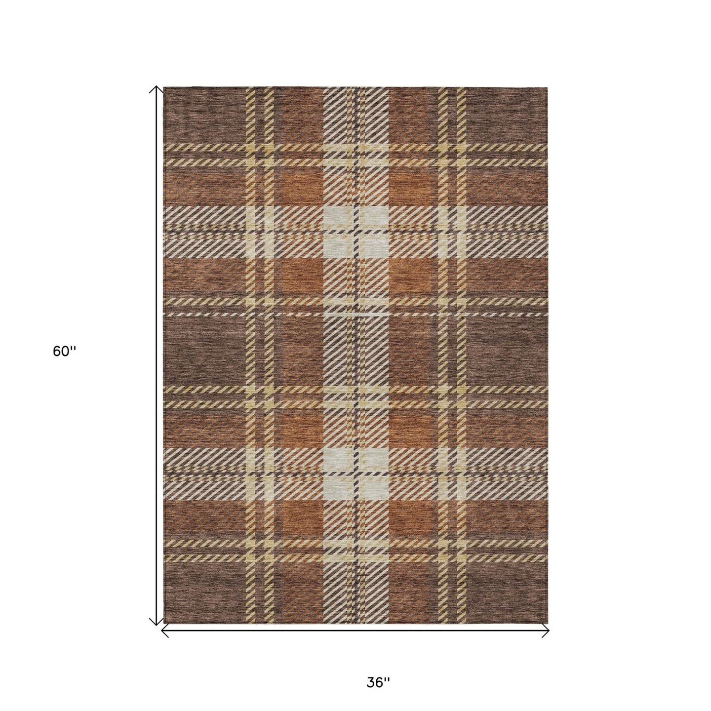 Edge Collections - 3&#x27; x 5&#x27; - Brown - Washable Area Rug Plaid for Outdoor and Indoor Use - 1 Piece