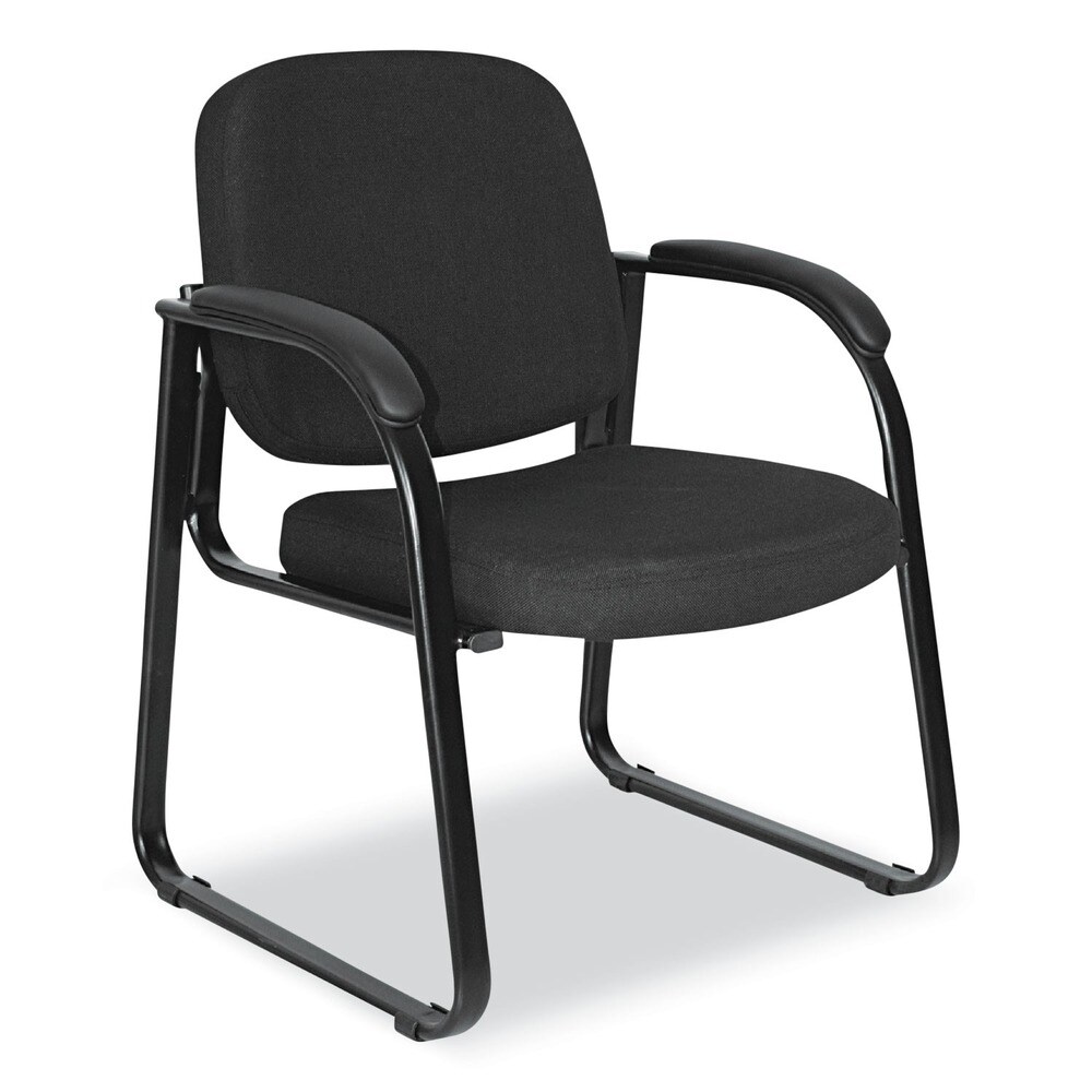 Alera Genaro Series 25 in. x 24.80 in. x 33.66 in. Fabric Half-Back Sled Base Guest Chair - Black