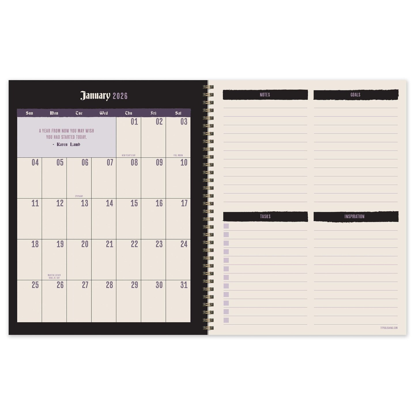 Edge Collections - 9" x 11" - Green - Gothic 2026 Weekly and Monthly Planner - 1 Piece