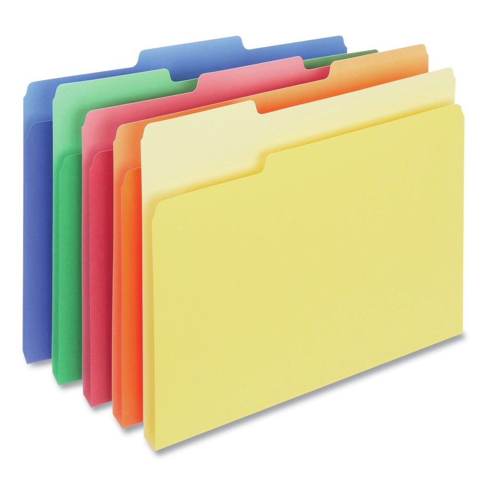 Universal Deluxe Colored 1/3-Cut Top Tab Letter Size File Folders - Assorted (100/Box)
