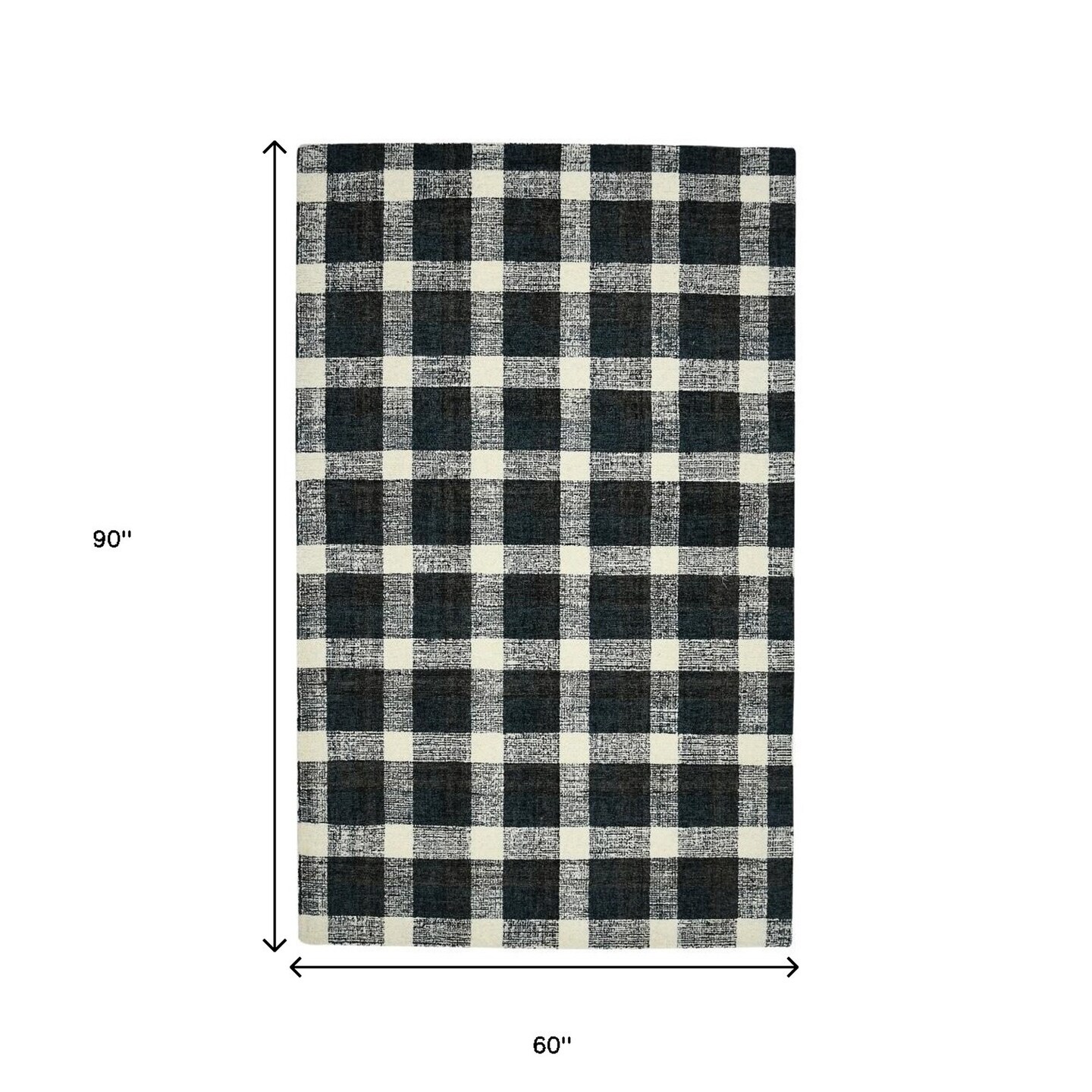 Edge Collections - 5' X 7' - Gray - Hand-Tufted Plaid Area Rug for Cozy Interiors - 1 Piece