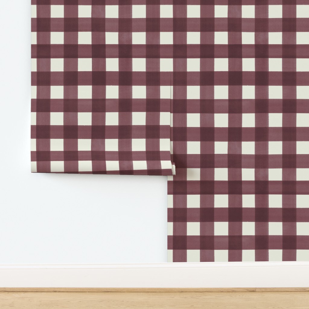 Gingham Check Custom Removable Wallpaper by Spoonflower Peel & Stick Wallpaper 2FT Wide