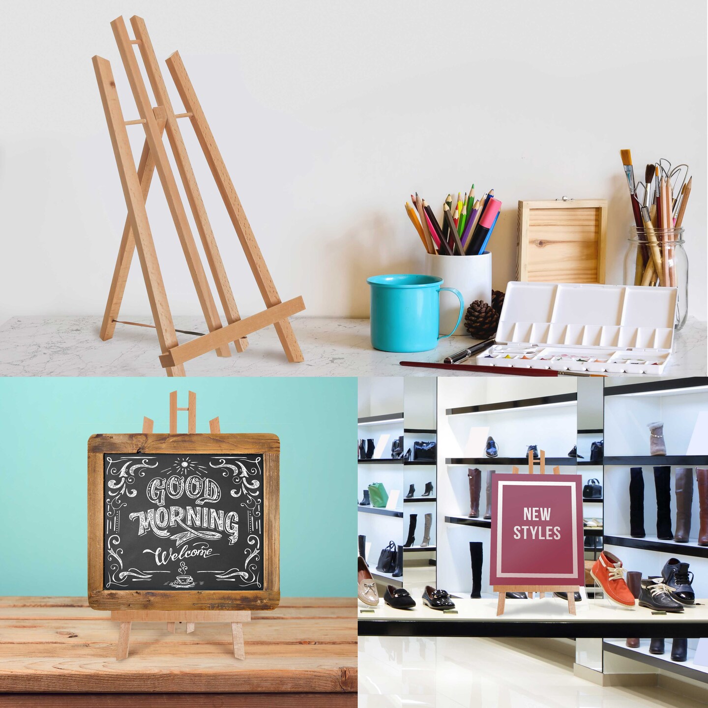 18&#x22; Large Tabletop Display Easel - Beechwood Artist A-Frame Display Stand, Wooden Easel for Painting, Canvas Stand, (Pack of 6) Classrooms Events Photo Picture Sign Holder