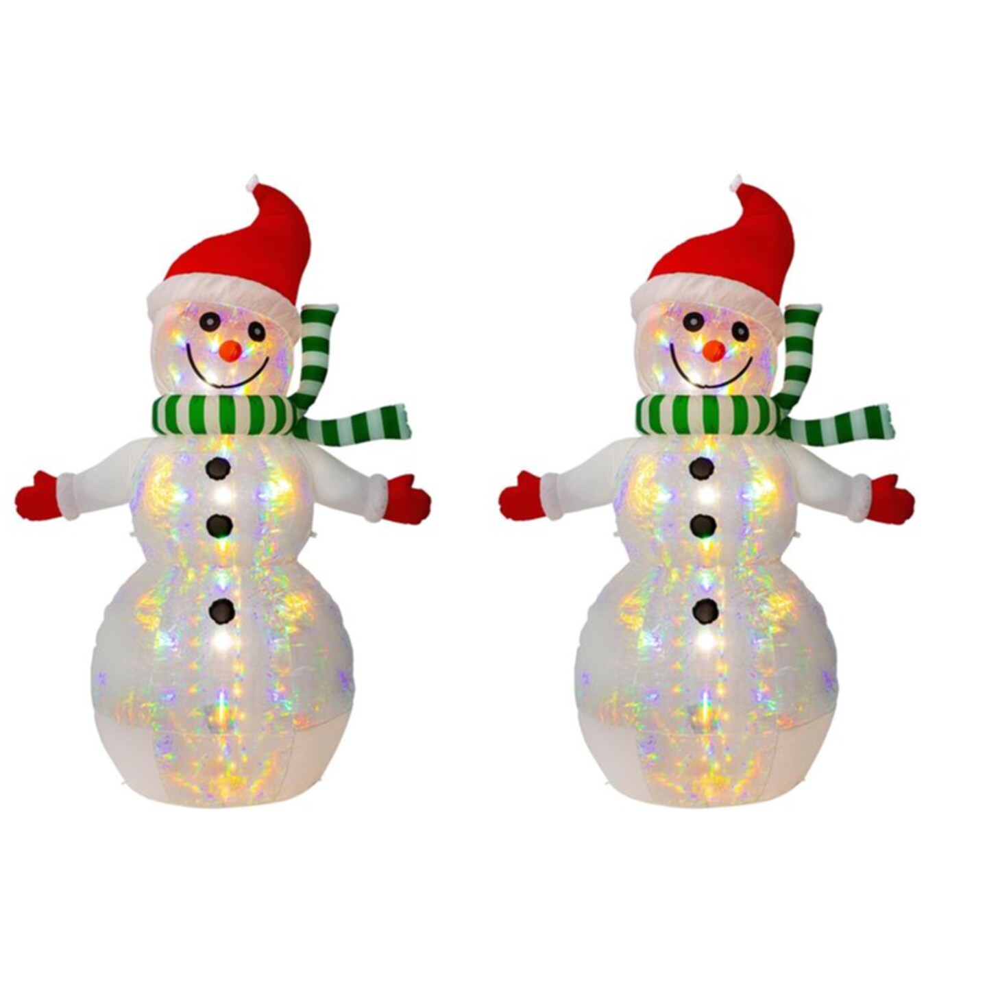 Set of 2 8FT Lighted Inflatable Icy Snowman Decor