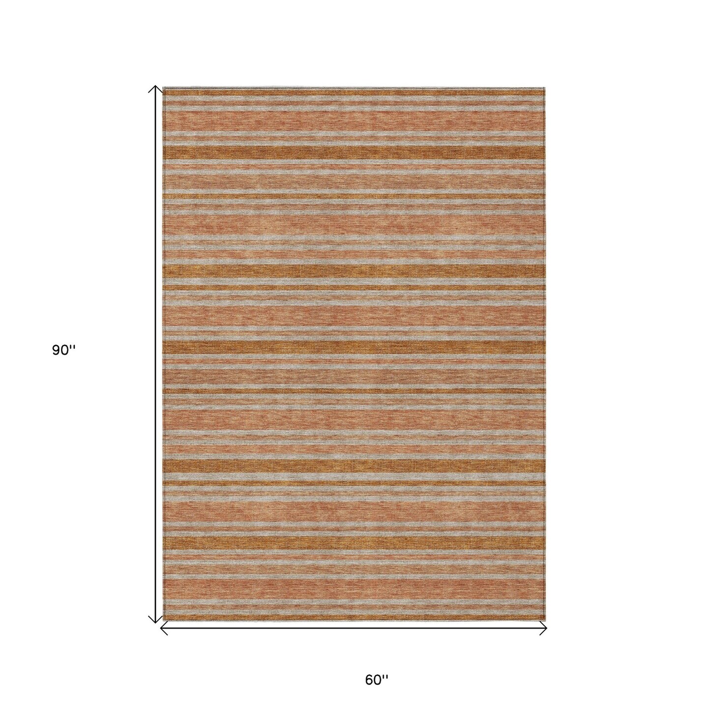 Edge Collections - 5' x 8' - Orange - Washer-Friendly Striped Area Rug for Indoor and Outdoor Use - 1 Piece