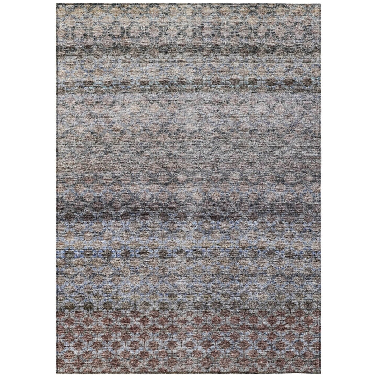 Edge Collections - 10' x 14' - Brown - Indoor and Outdoor Use Washable Striped Area Rug - 1 Piece
