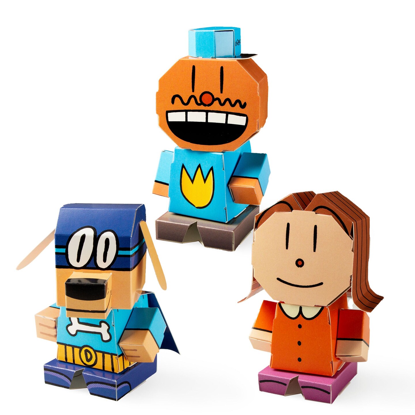 Cubles; Dog Man Set - Series 2 – Officially Licensed Multi-Character Buildable Paperboard Papercraft Set, No-Glue No-Scissors 3D Building Activity, Screen-Free STEM Craft for Kids Ages 6+, Made in USA; Category:Craft Activities; Image:1
