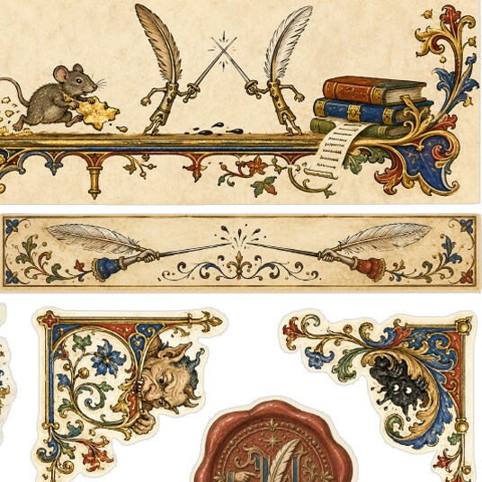 Medieval Marginalia 2-Sheet Journal Sticker Set – Illuminated