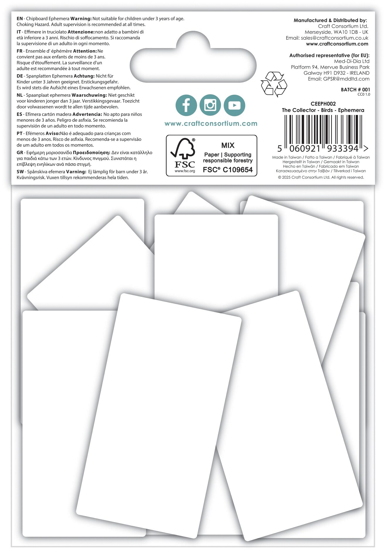 Craft Consortium Ephemera for Crafts, 30pc - Bird Themed Heavyweight Cardstock Cut Outs for Scrapbooking, Card Making, and Mixed Media Projects