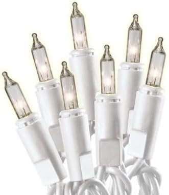 Holiday Pride 100-Count Clear White Christmas String Lights – 24 Ft Indoor/Outdoor Plug-In Lights on White Wire, Static & Flashing Modes, UL Listed, Connectable, Replacement Bulbs Included (White)
