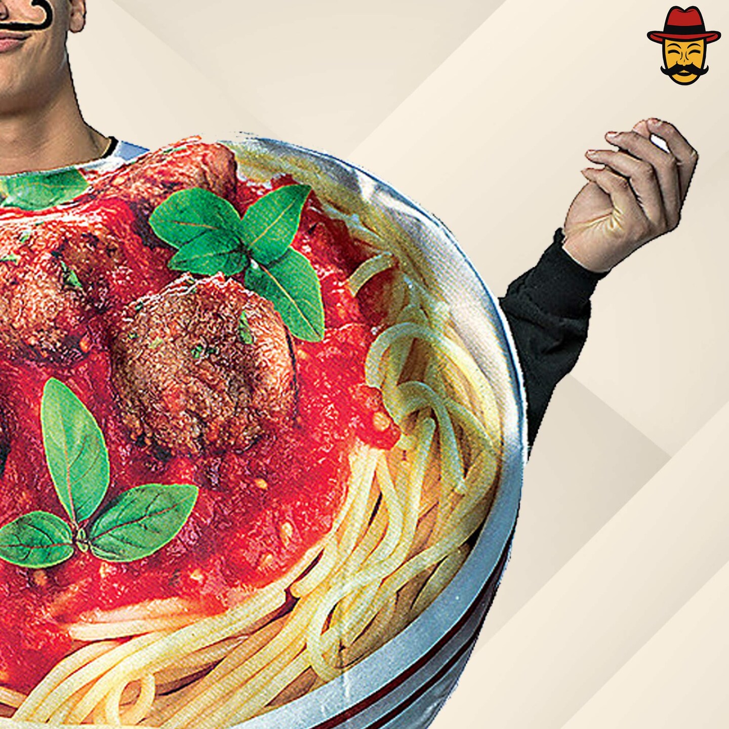 Spaghetti and Meatballs Adult Costume Halloween Food Tunic Chef Hat Funny Group Party Outfit