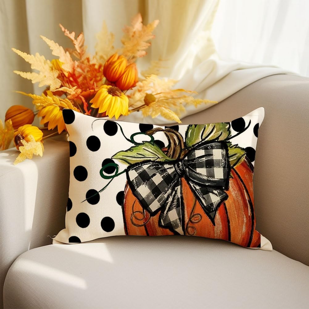 Polka Dot Pumpkin Decorative Pillows Thanksgiving Outdoor Autumn Throw Pillows Decoration