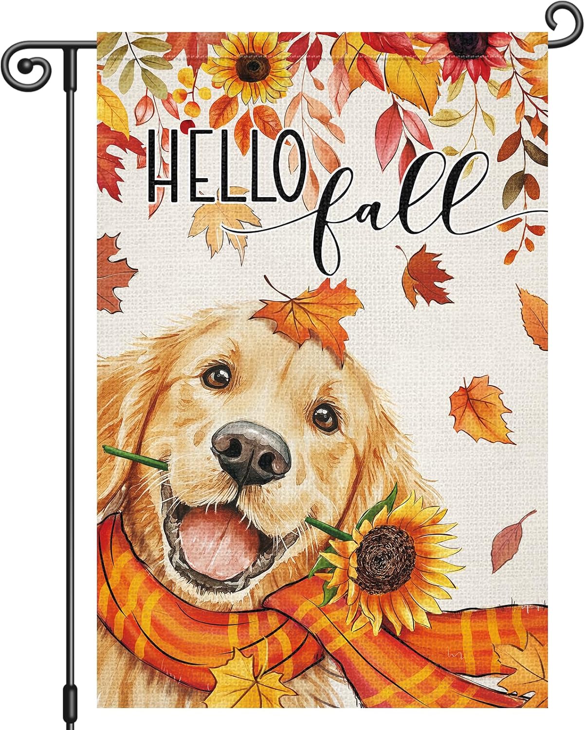 12x18 Inch - Hello Fall Garden Yard Flag Golden Retriever Dog(Fall )