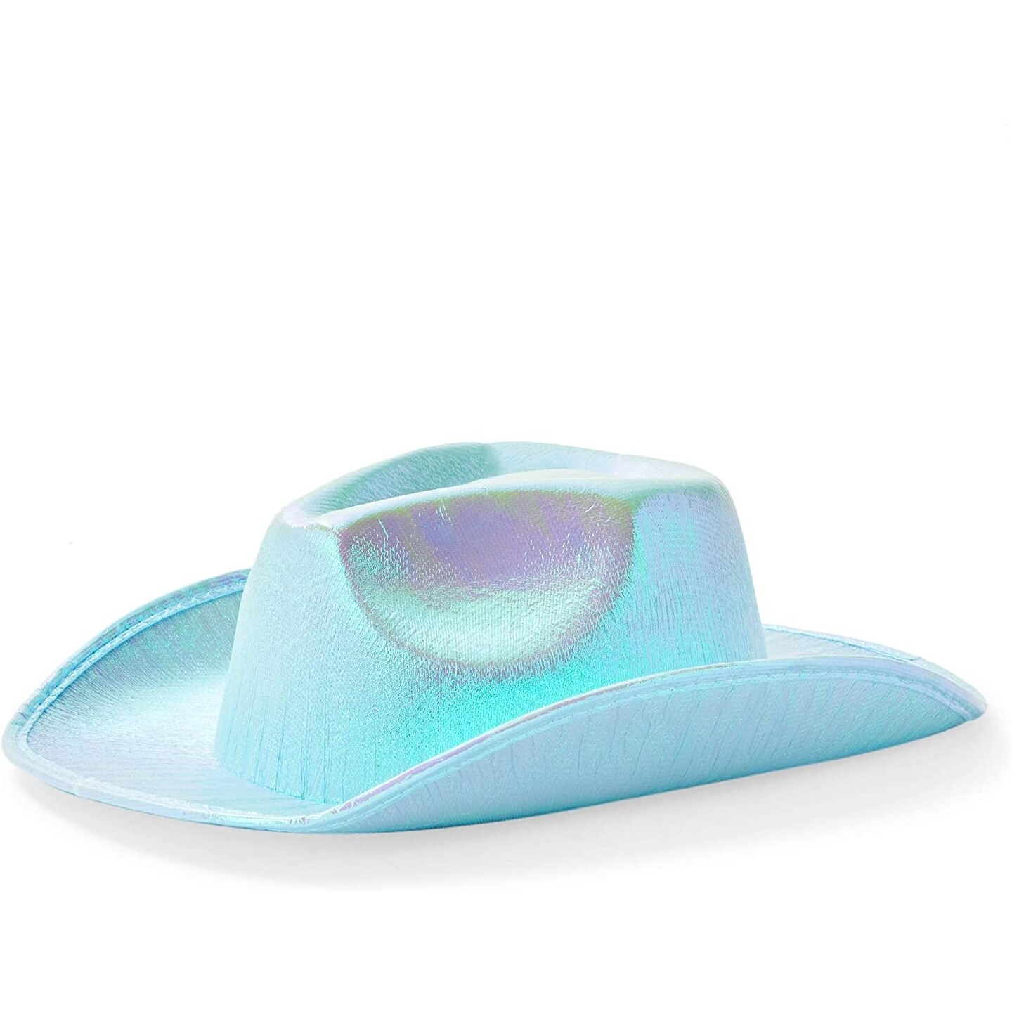 Zodaca Holographic Cowboy Hat - Adult, Light Blue EVA Foam - Cowboy Hats for Women, Iridescent Glitter Sparkle - Space Festival Party Accessory