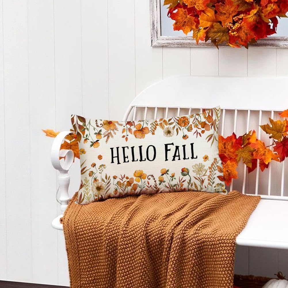 Autumn Flowers Thanksgiving Lumbar Outdoor Cushion Case Decoration