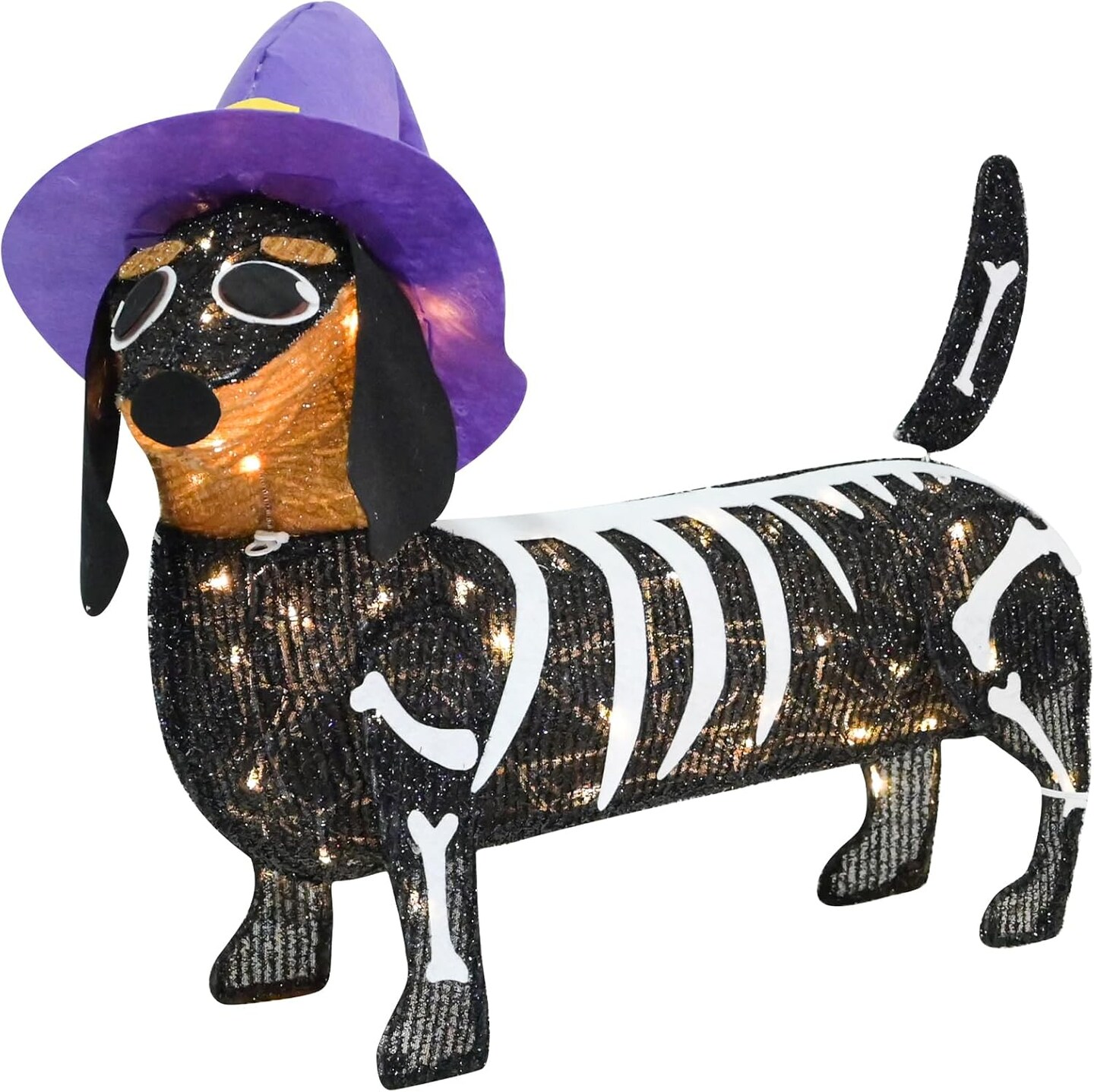Pre-lit 25.5 Inches Long Halloween Skeleton Dachshund Dog Lighted Decor
