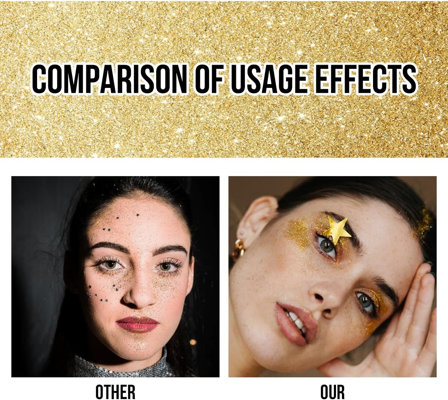 Golden Glitter Stick – Chunky Face & Body Glitter for Hair, Eyes, Lips | Long-Lasting, Waterproof Makeup for Music Festivals, Concerts, Raves & Holiday Parties (Golden)