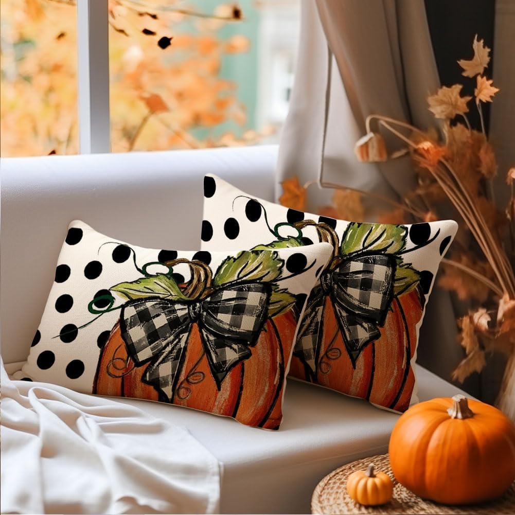 Polka Dot Pumpkin Decorative Pillows Thanksgiving Outdoor Autumn Throw Pillows Decoration