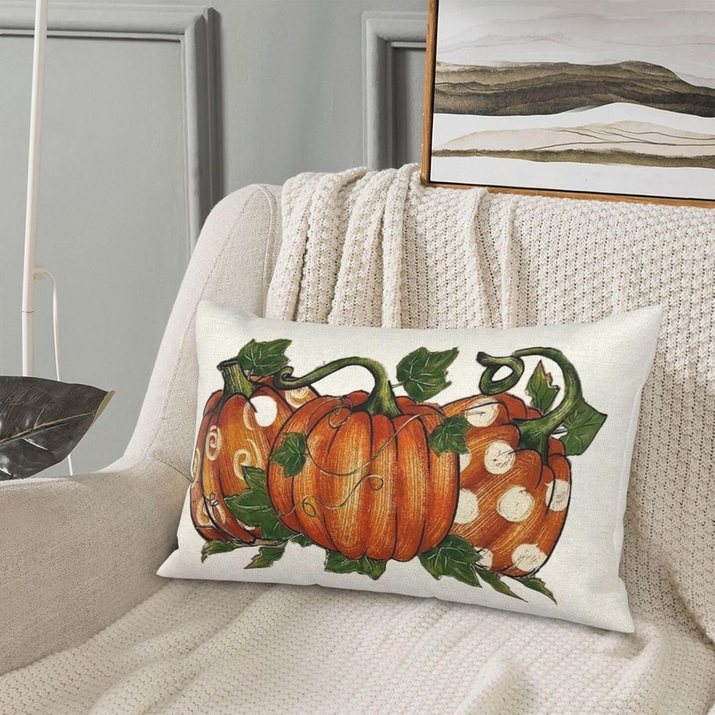 2 Orange PumpkinThrow Pillow Covers Outdoor Decor (Three Orange Pumpkin)