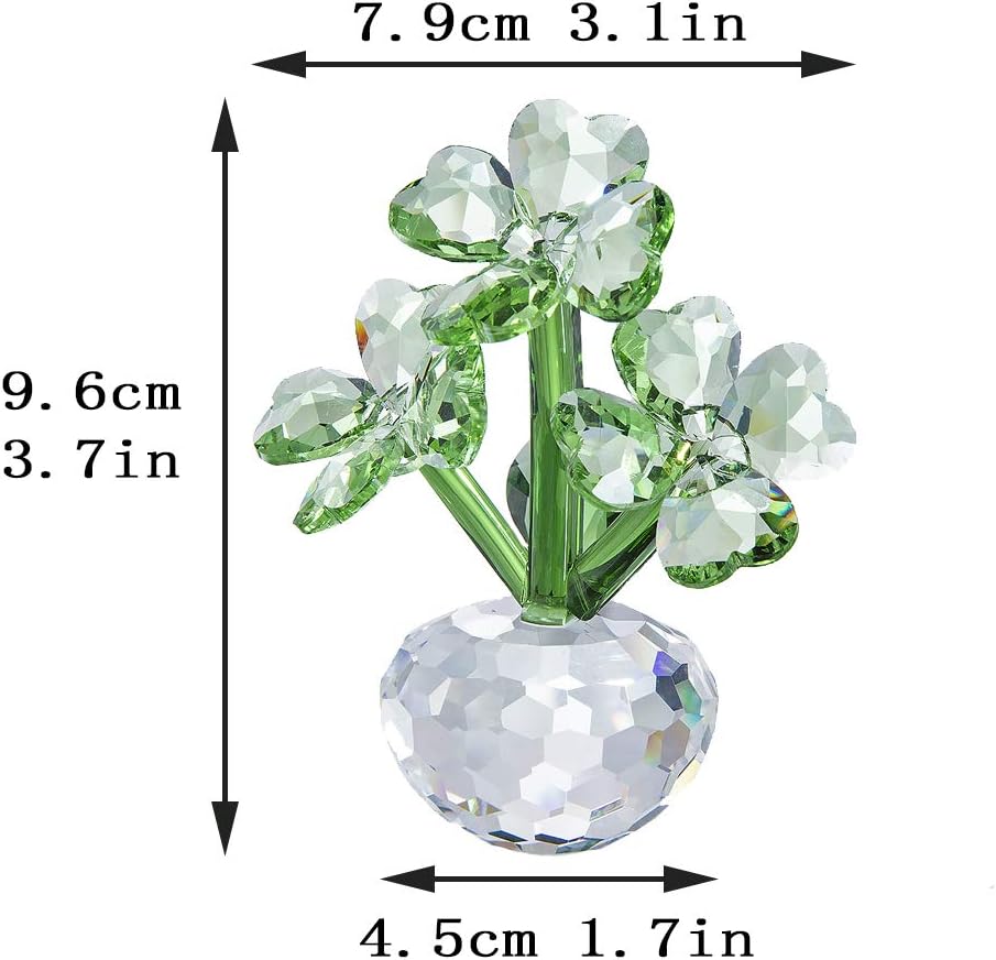 Crystal Flower Dreams Four-Leaf Clover Figurine Collectibles Crystal Ornament