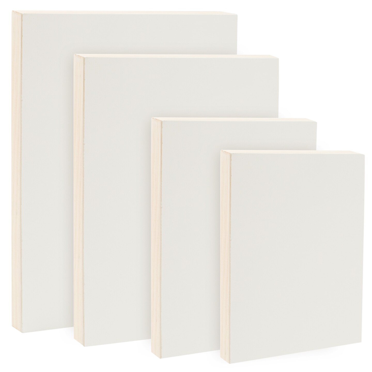 Da Vinci Pro Resist-Grip Coarse Textured Gesso Board, 4 Medium Variety Rectangles, 2" Depth Art Boards for Painting, White Acrylic Polymer w/ Quartz Sand, Warp-Resistant Cradled & Sealed MDF Panel