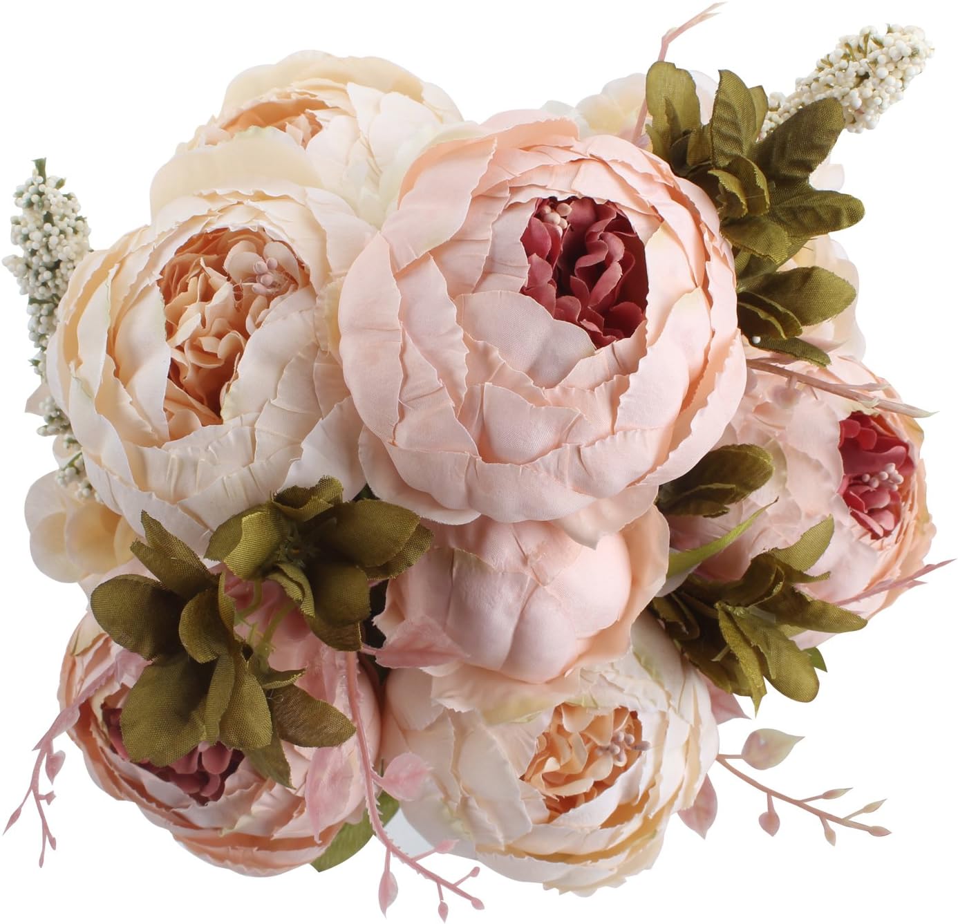 Fake Flowers Vintage Artificial Peony Silk Flowers Wedding Home Decoration,Pack of 1 (Light Pink)