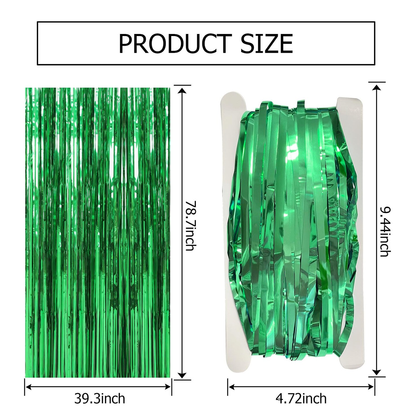 2 Pack Green Streamers Backdrop Jungle Party Decorations Foil Fringe Backdrop Curtains Photo Booth Backdrop for Birthday Dinosaur Animal St Patrick&#x27;s Day Football Christmas Party Decorations