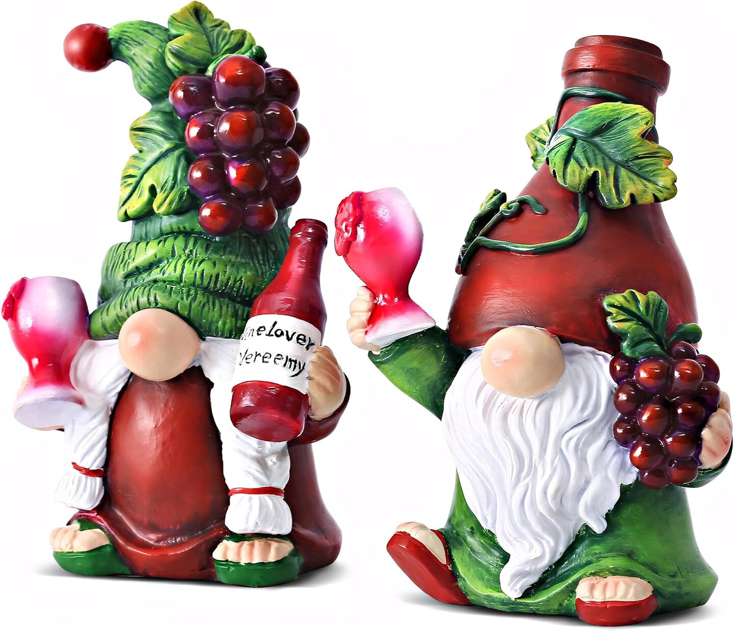 2PCS Wine Gnomes Figurines Home Party Wine Bar Decor Gnome Gifts for Women Collectible Statue for Dining Tables Tiered Pallets Wine Cabinet Living Room