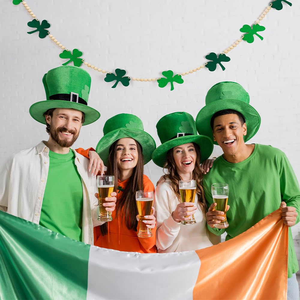 AKEROCK St Patricks Day Garland, Felt Shamrock Banner with Wooden Beads for St Patricks Day Decor, St Patricks Day Decorations for The Home, Saint Patricks Day Decorations